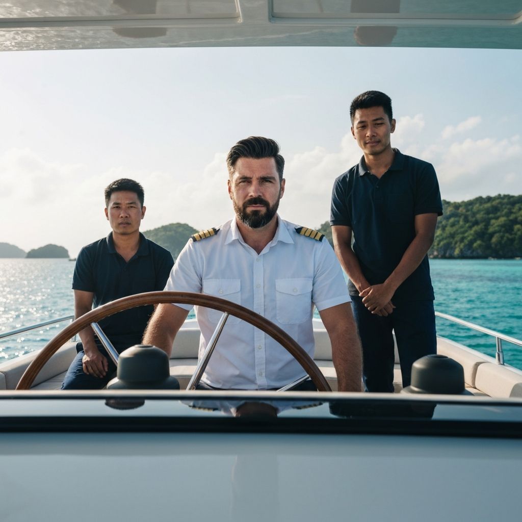 Captain steering a luxury vessel